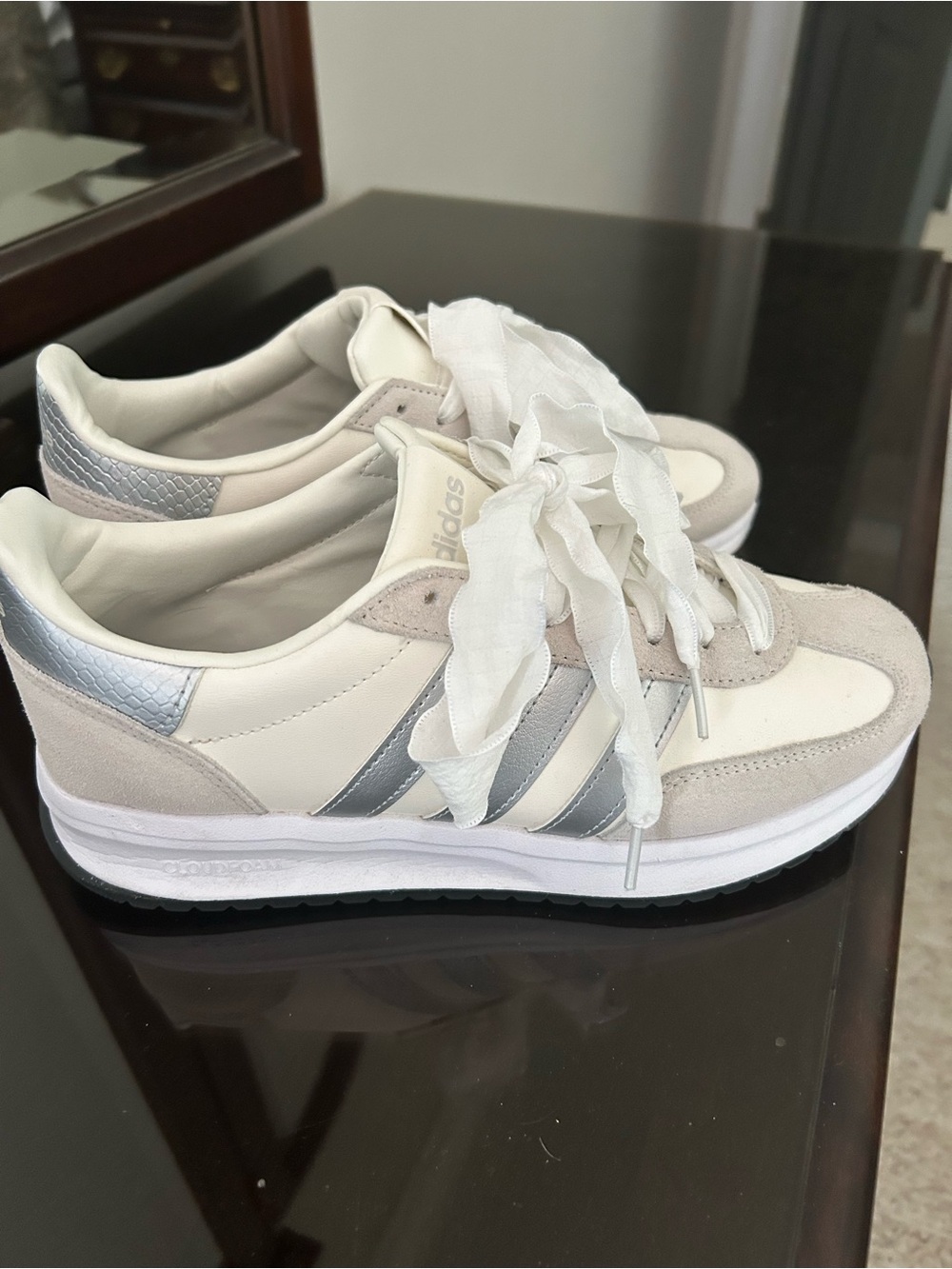 adidas Women’s White & Silver Athletic Sneakers